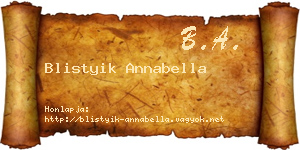 Blistyik Annabella névjegykártya